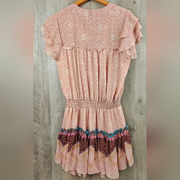 MISA Los Angeles Suri Tiered Skirt Floral Pattern Mini Dress In Peony Size XS - Picture 14 of 16